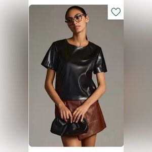 Porridge Collin Faux-Leather Short-Sleeve Top